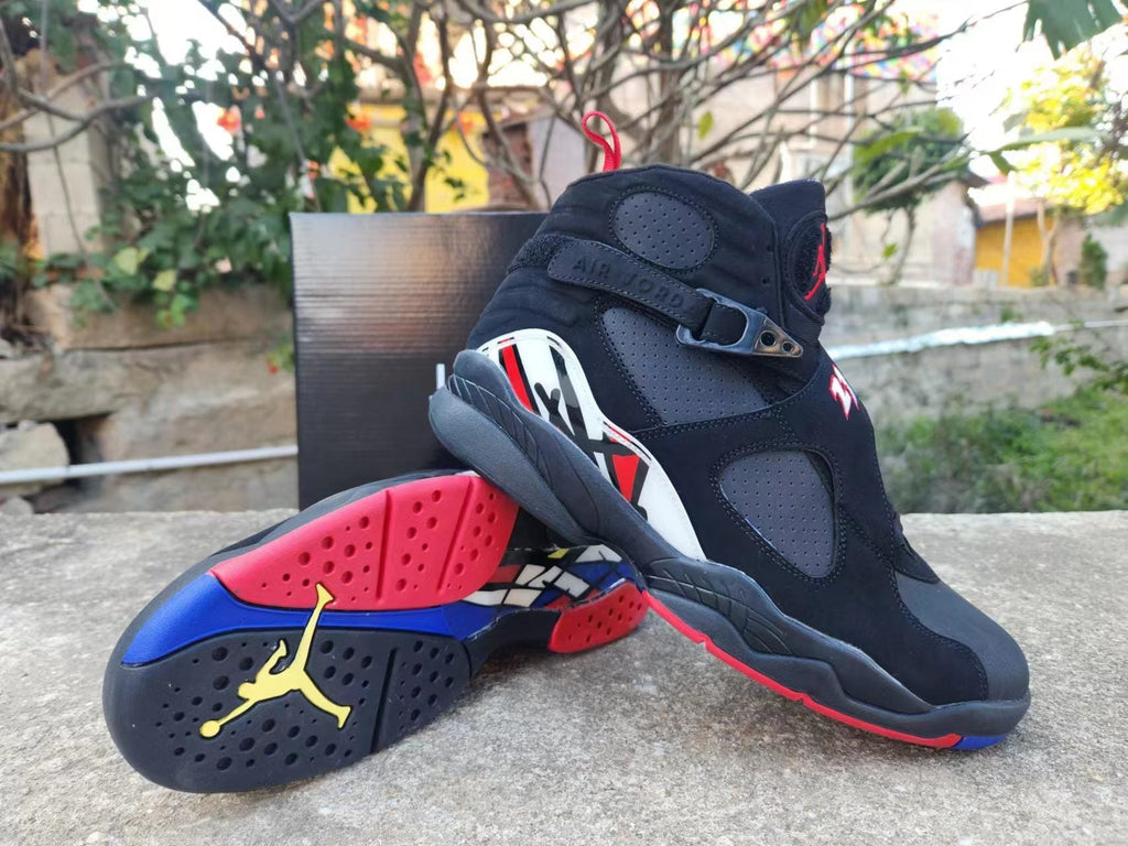 Air Jordan 8 High-Top Sneakers in Black and Red or Silver