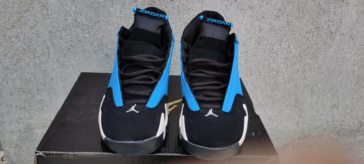 Air Jordan 14 Retro Black and Blue High-Top Sneakers