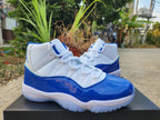 Jordan 11 White and Royal Blue High-Top Sneakers