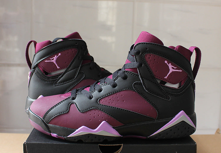 Air Jordan 7 Mulberry Black and Burgundy High-Top Sneakers