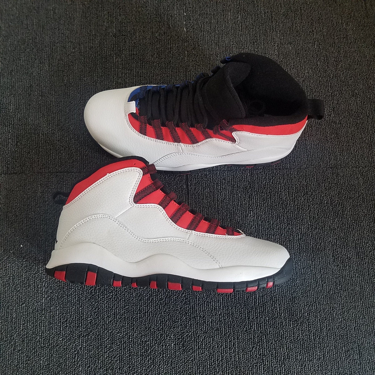Air Jordan 10 Mismatch High-Top Sneakers White Red Blue