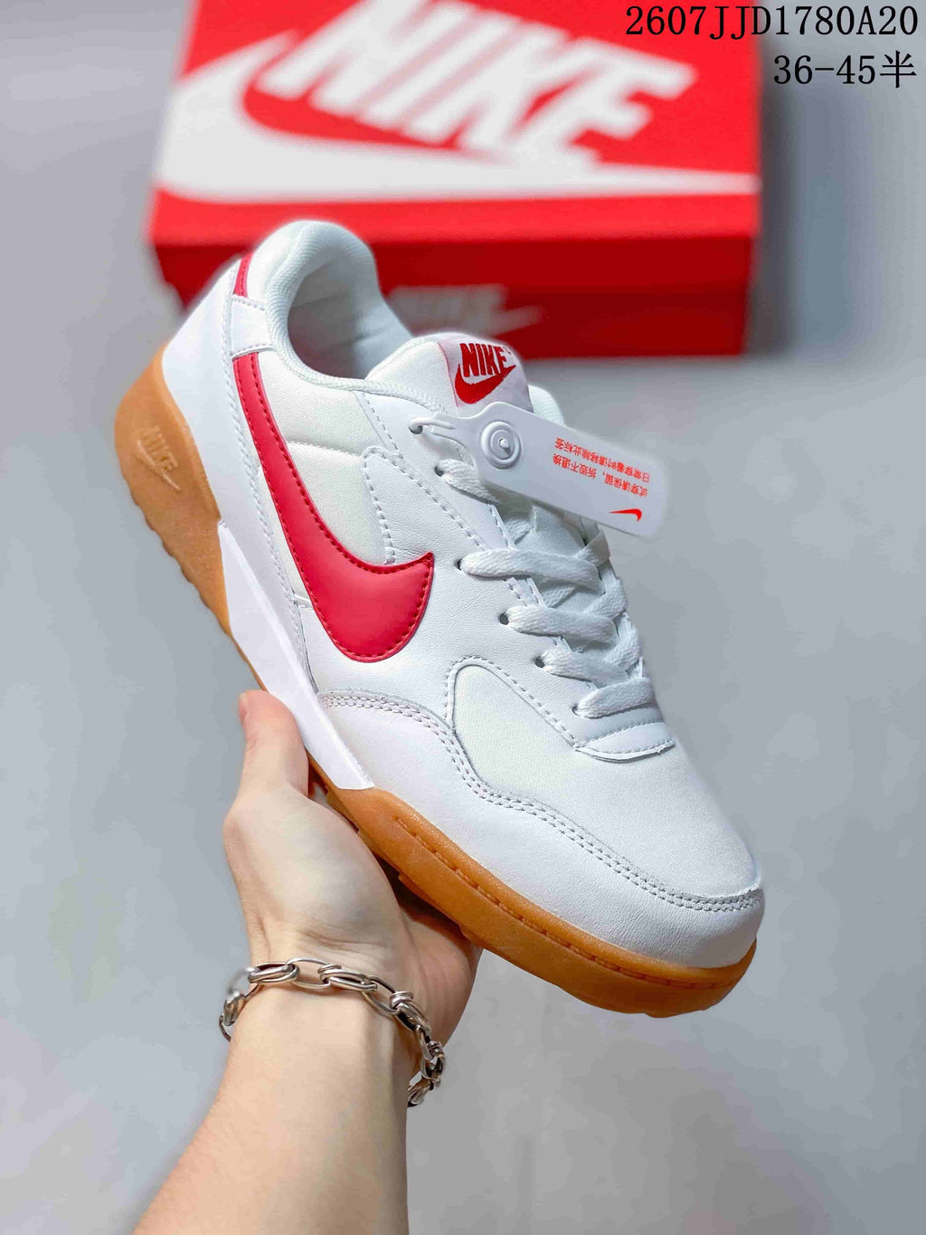 Nike Terra Manta Suede Sneakers White Red Gum Sole