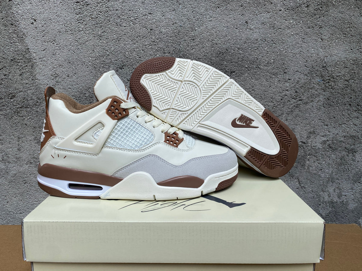 Jordan 4 Retro Sneakers in White, Purple, Brown and Yellow