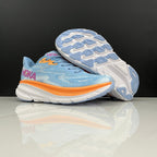 HOKA Clifton 9 Blue and Orange Running Shoes