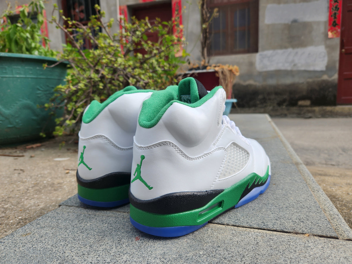 Jordan Air Jordan 5 White and Green High-Top Sneakers