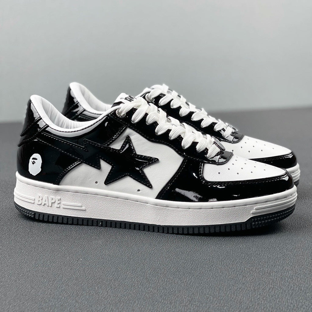 BAPE STA Low Black and White Sneakers 1H70-191-001
