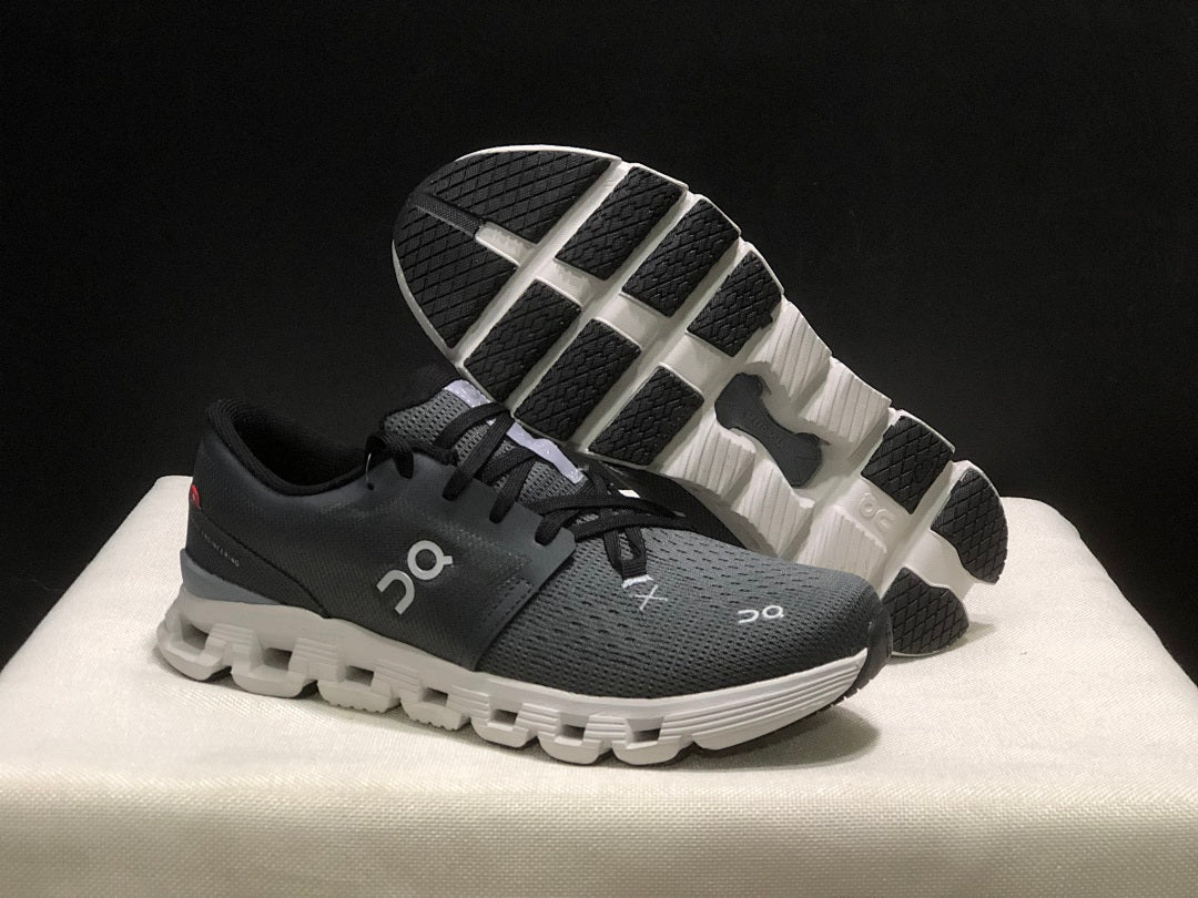 On Cloud X 4 Sneakers in Black and Dark Grey