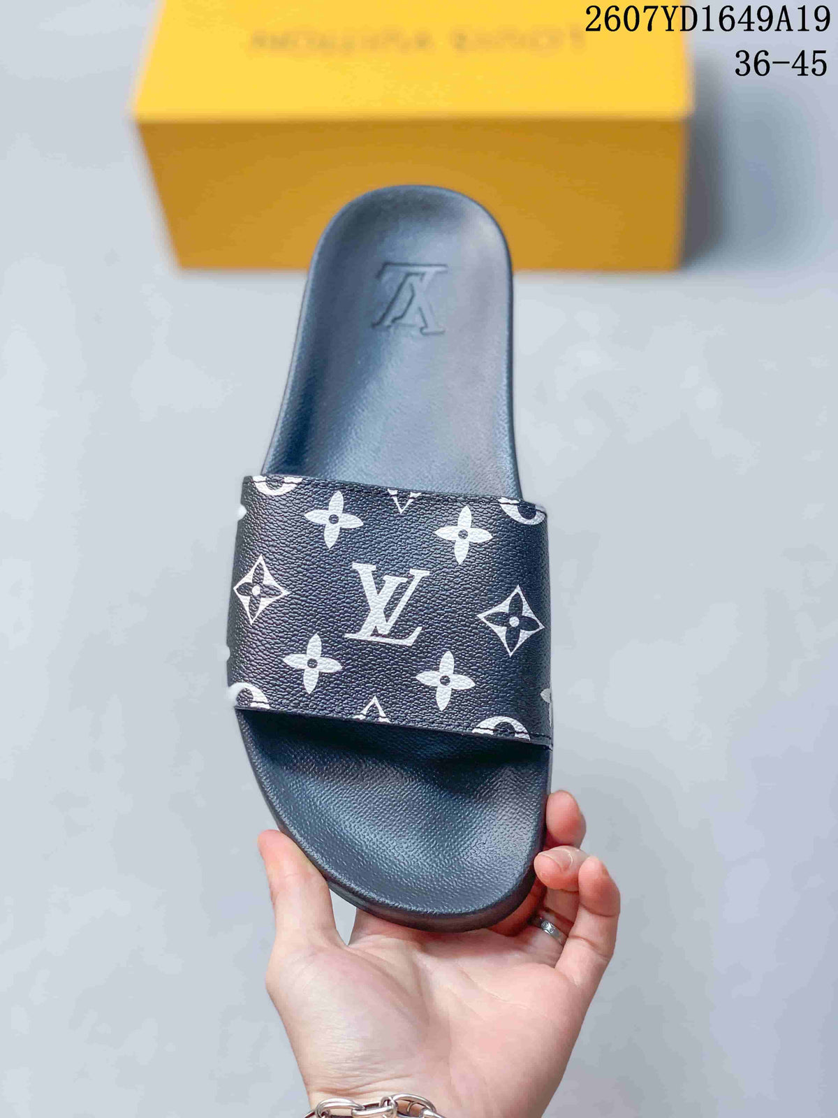 Louis Vuitton Monogram Platform Slide Sandals Black 2607YD1649A19