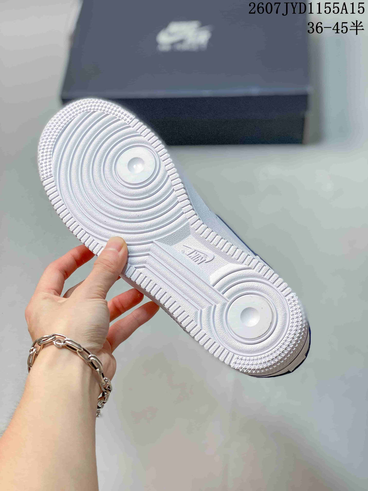 Nike Air Force 1 White Blue Pattern Sneakers 2607TYD1155A15