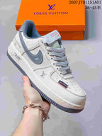 Nike Air Force 1 ’07 Low Monogram Sneakers, White and Navy