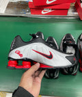 Nike Shox R4 Silver Black Red Sneakers