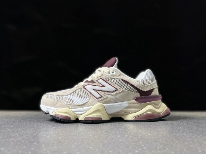 New Balance 9060 Sneakers in Cream and Burgundy