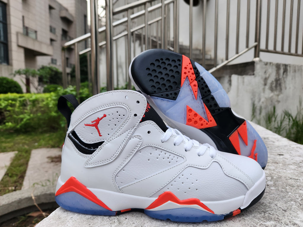 Jordan 7 White and Red High-Top Sneakers