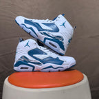 Jordan 6 Retro White and Blue High-Top Sneakers