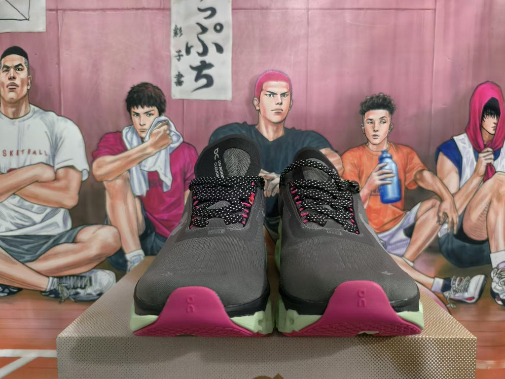 On Running Cloudmonster Sneakers in Black and Lime Green