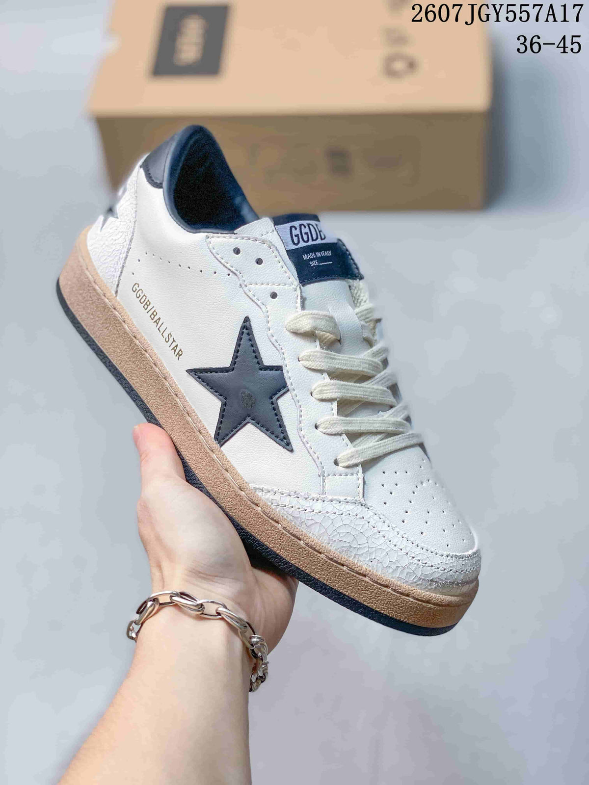 Golden Goose Ball Star Leather Sneakers White Navy Star 2607TGY557A17