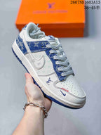 Nike SB Dunk Low LV Monogram Print Sneakers Blue White