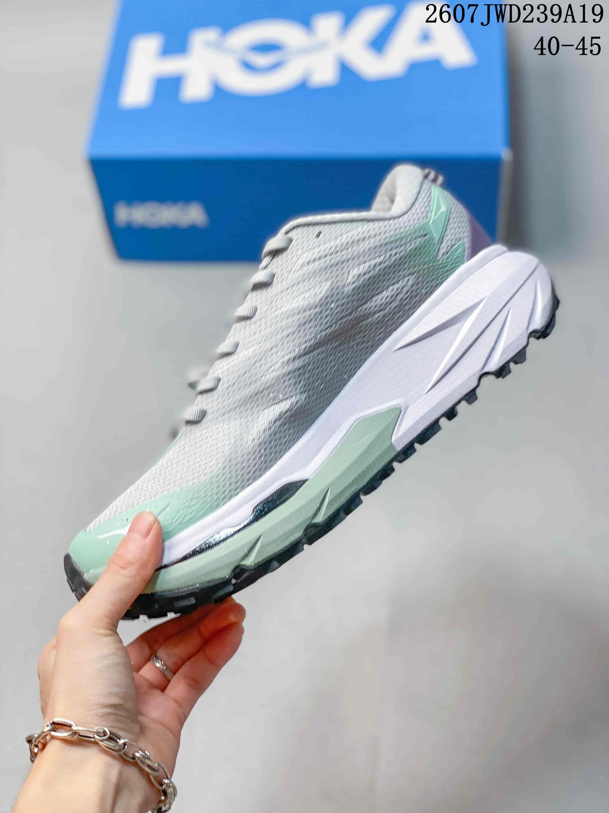 HOKA Rocket X 3 Low-Top Running Shoes Gray Mint