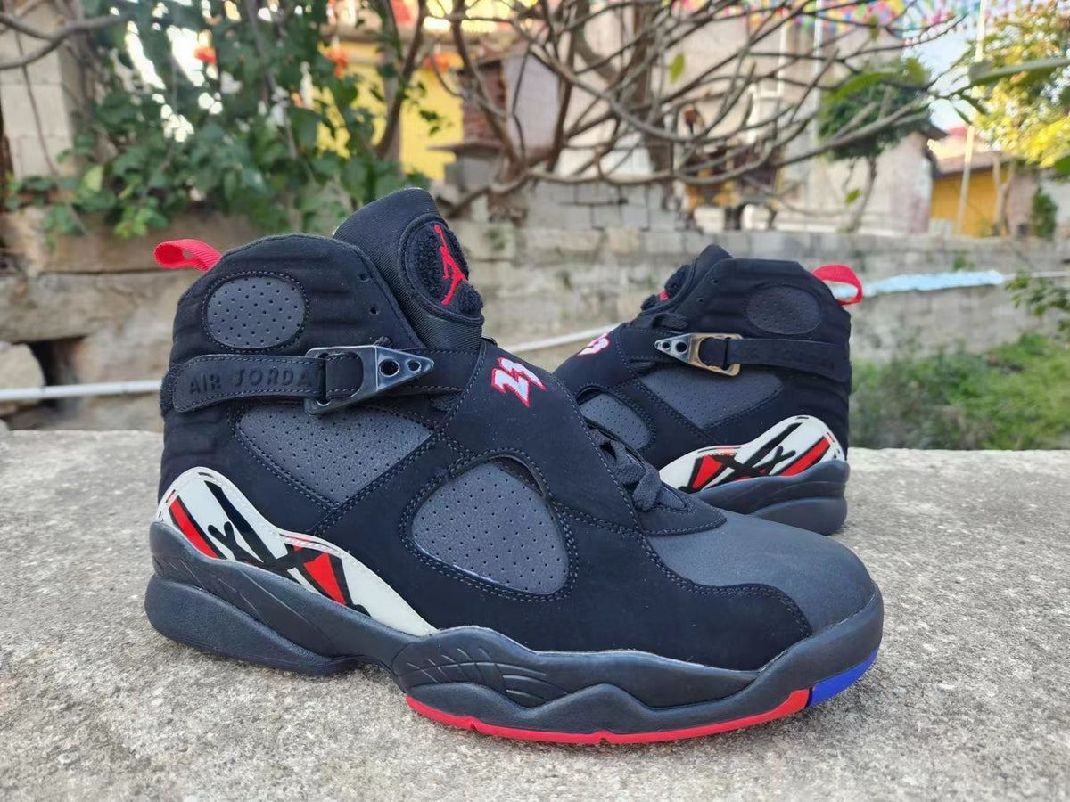 Air Jordan 8 High-Top Sneakers in Black and Red or Silver
