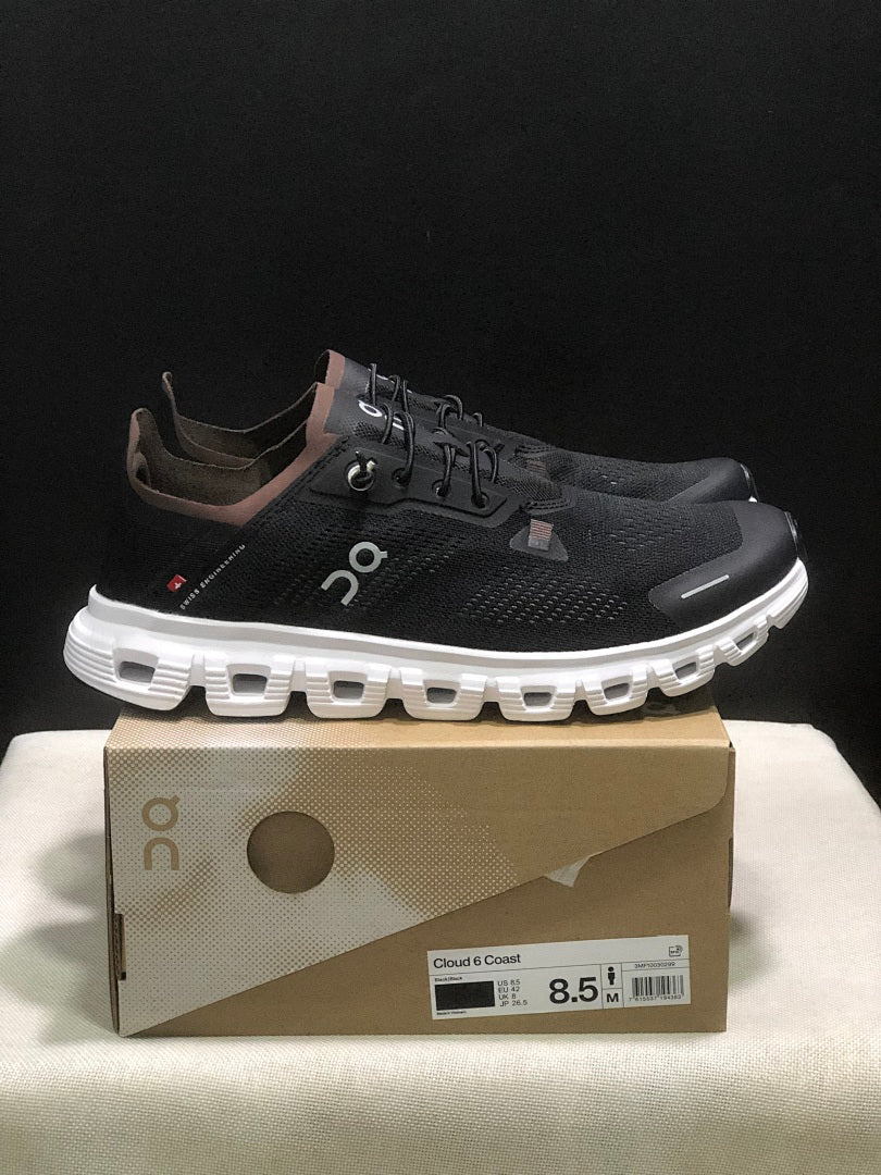 On Cloud 6 Coast Sneakers in Black and Brown