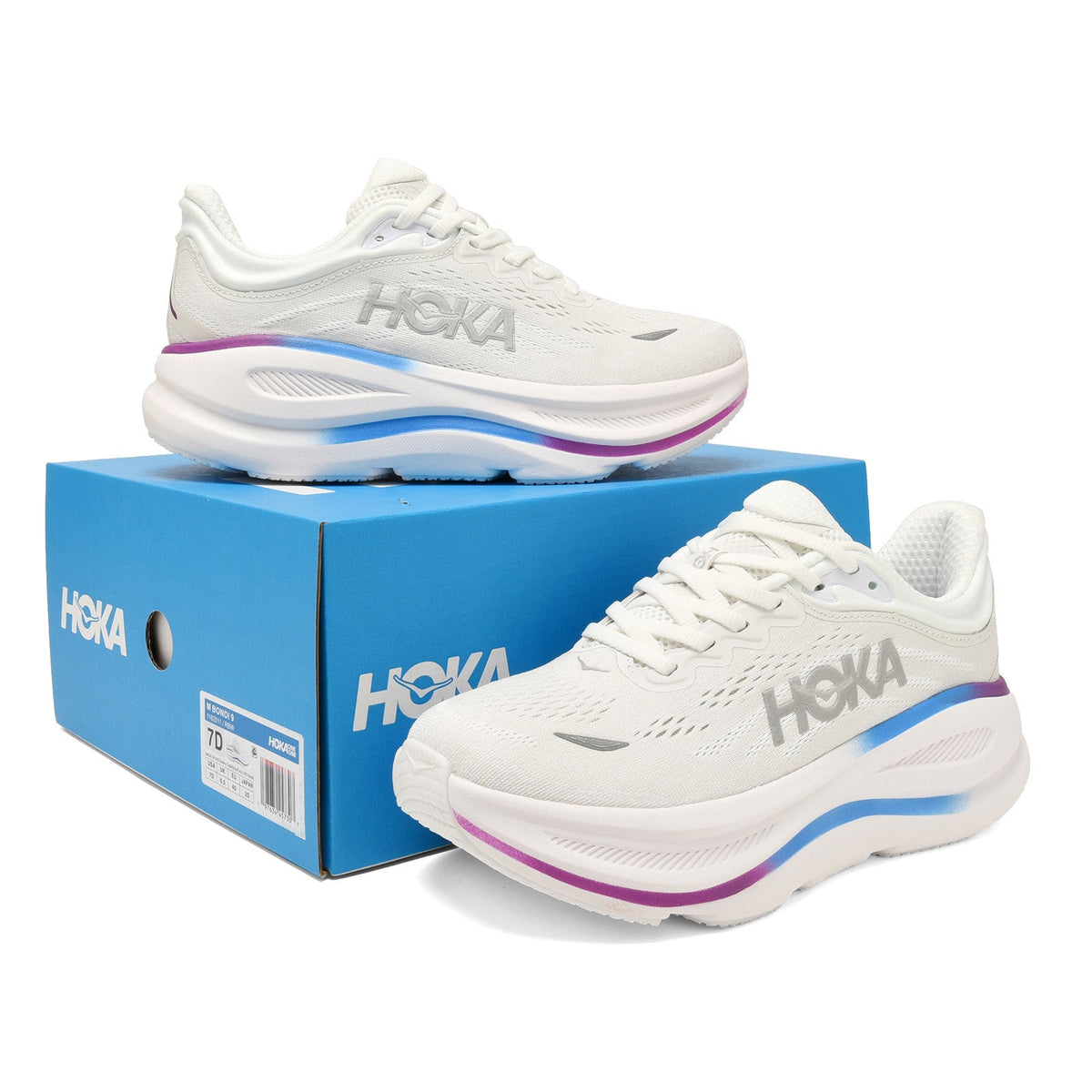 HOKA Bondi 9 White Rainbow Running Shoes 1162012-CYWH