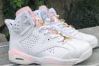 Jordan 6 High-Top Sneakers in White and Pink