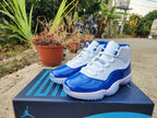 Jordan 11 White and Royal Blue High-Top Sneakers