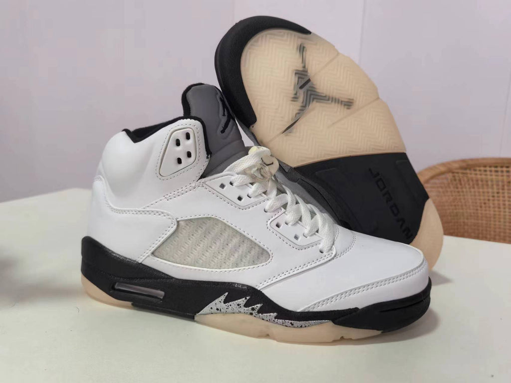 Jordan 5 White and Black High-Top Sneakers