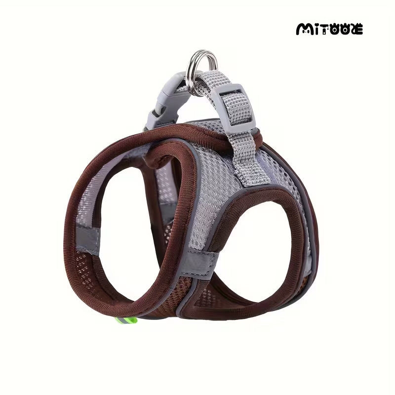 Escape-Proof Mesh Harness Vest for Small Dogs & Cats – Soft Breathable Reflective Adjustable Walking Jacket