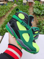 Jordan 8 High-Top Sneakers in Green, White and Grey