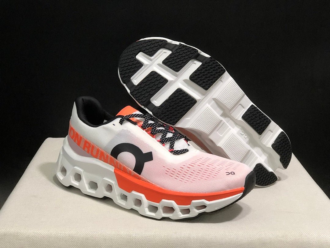 On Cloudmonster 2 Running Shoes in White and Orange