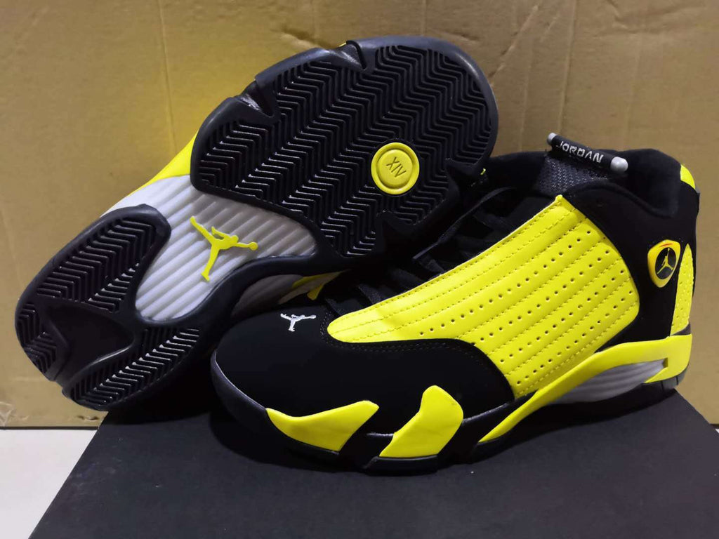 Jordan 14 Retro Black and Yellow High-Top Sneakers