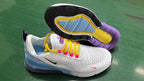 Nike Air Max 270 White, Purple, and Orange Sneakers