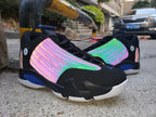 Jordan 14 Men’s High-Top Sneakers in Black, Blue and Iridescent