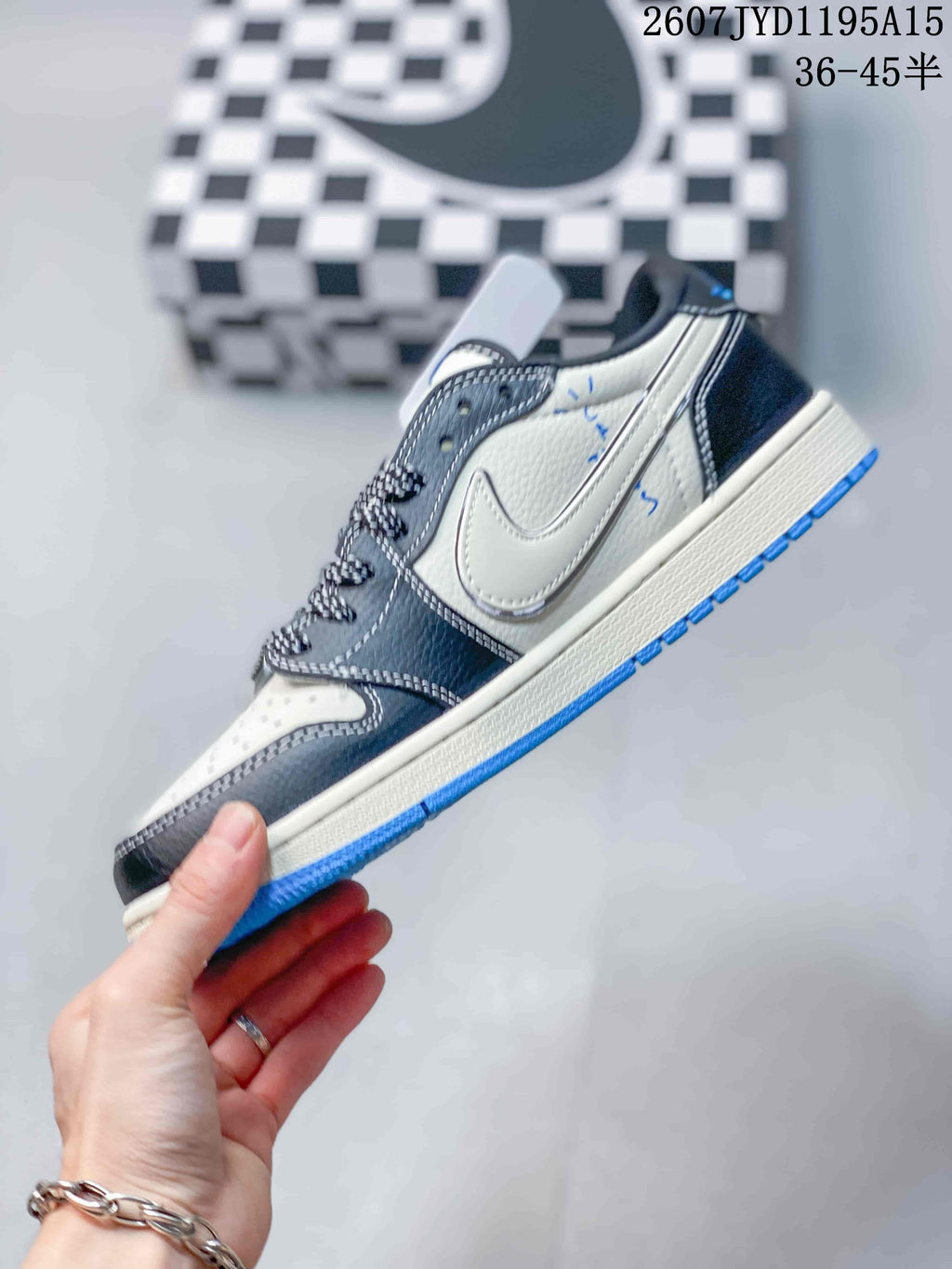 Jordan Air Jordan 1 Low White Black Blue Sneakers 2607JYD1195A15