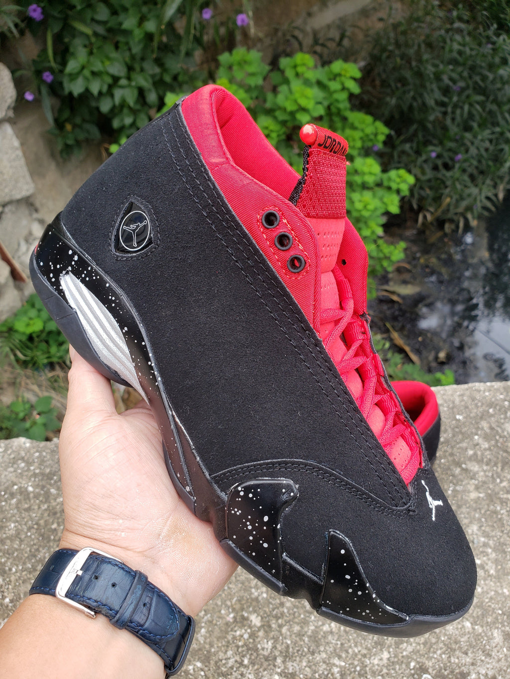 Jordan Air Jordan 14 Black and Red Mid-Top Sneakers