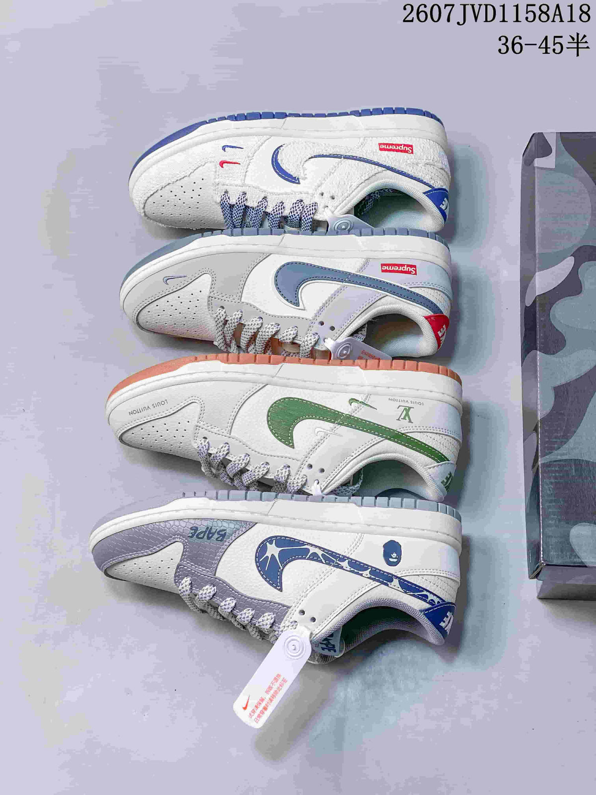 Nike SB Dunk Low Gray Multi-Color Custom Style 2607JVD1158A18