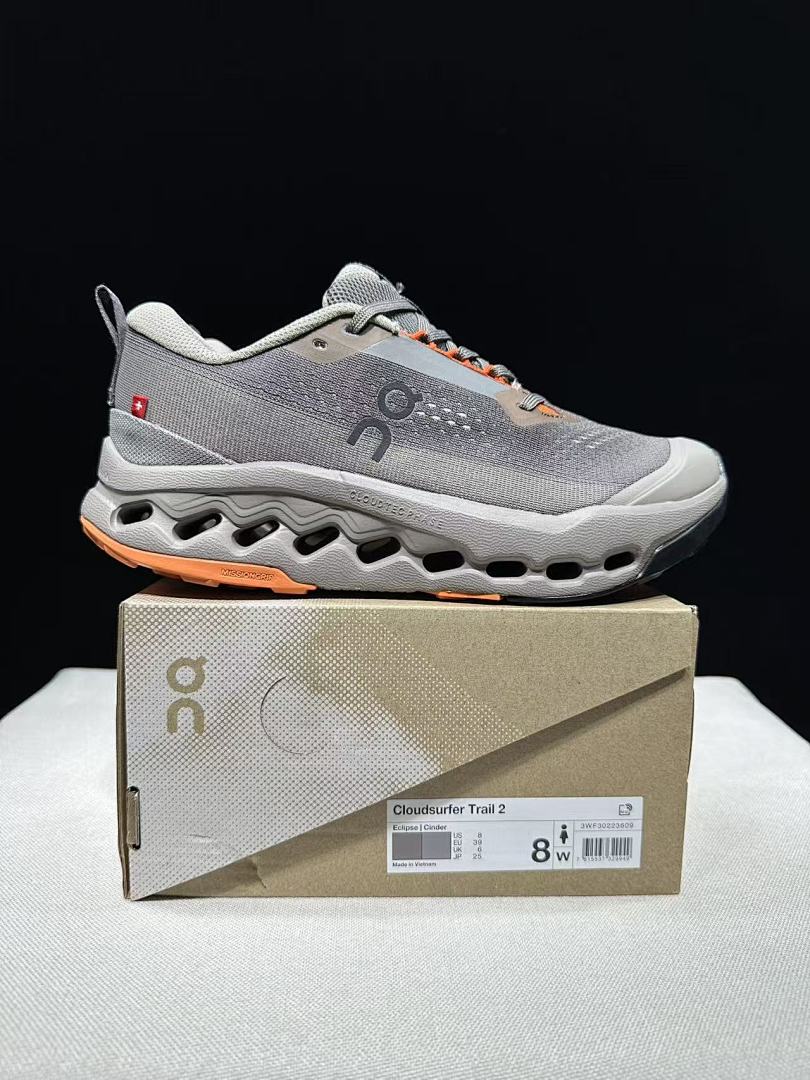 On Cloudsurfer Trail 2 Gray Trail Running Shoes