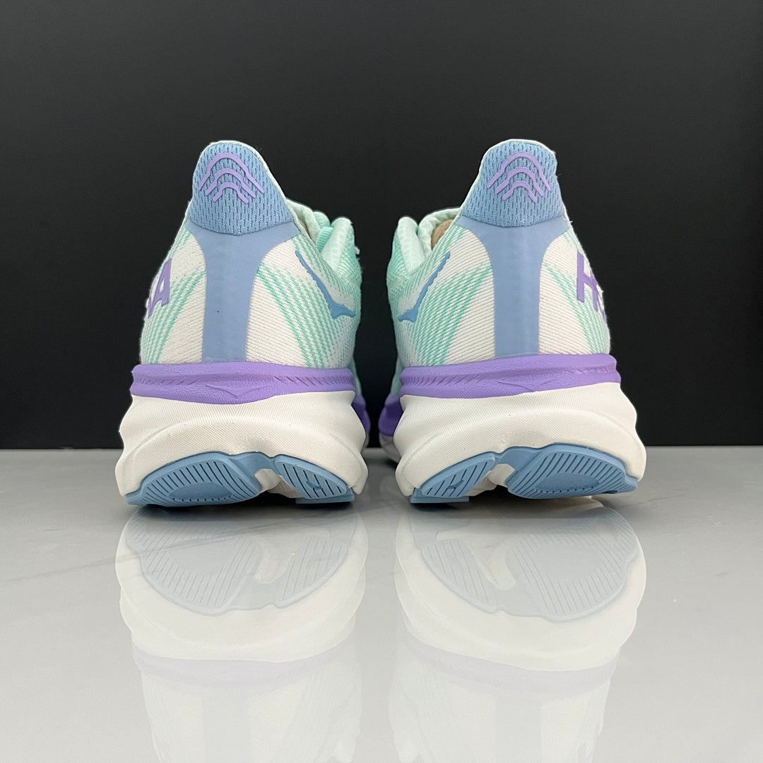 HOKA Clifton 9 Running Shoes, Mint Green and Purple