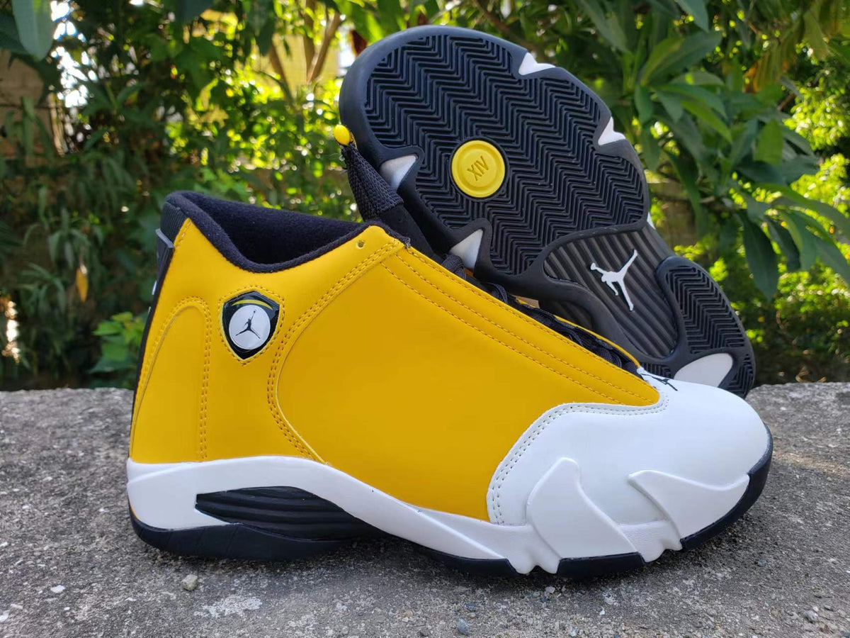 Jordan Air Jordan 14 Yellow and White High-Top Sneakers