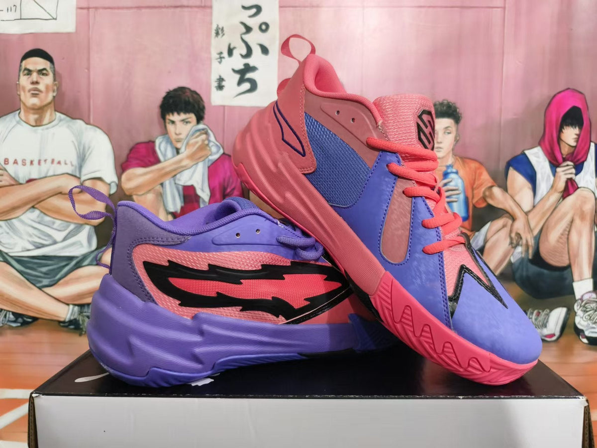 Pink and Purple Basketball Sneakers with Black Accents
