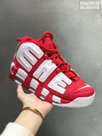 Nike Air More Uptempo Sneakers White and Red 09JXD414