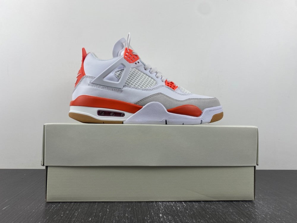 Nike SB x Air Jordan 4 White and Orange Sneakers DR5415-108