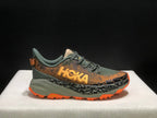 HOKA Speedgoat 6 Trail Running Shoes in Olive and Orange