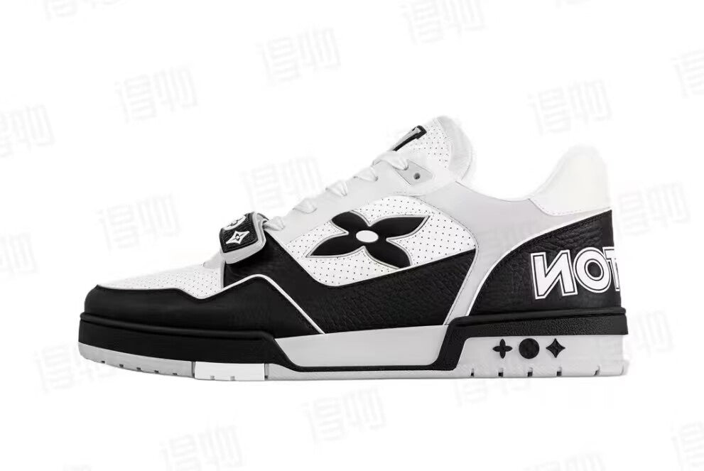Louis Vuitton-Style Low-Top Sneakers with Strap Closure