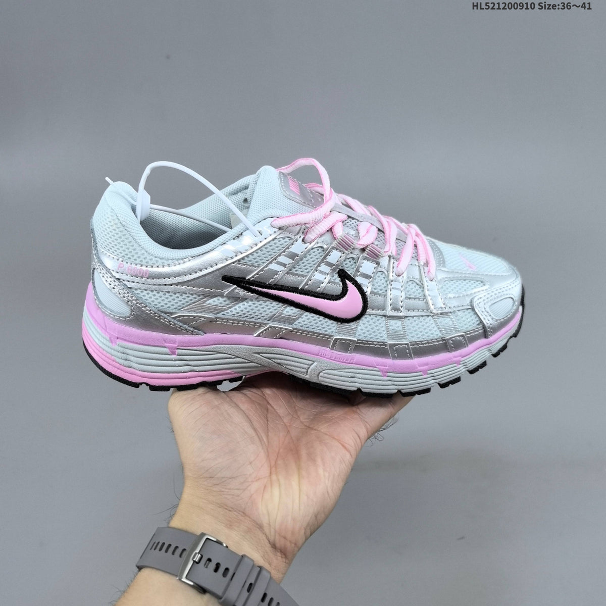 Nike P-6000 Retro Running Sneakers in Cream or Silver Pink
