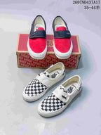 Vans Slip-On Sneakers in Red/Navy and Checkerboard