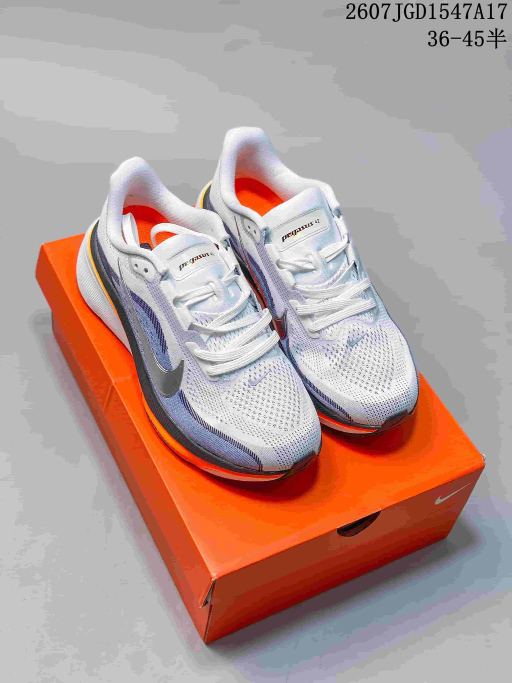 Nike Air Zoom Pegasus 42 Running Shoes White Blue Orange
