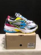 Trapstar Retro Chunky Sneakers in White, Blue and Neon Yellow