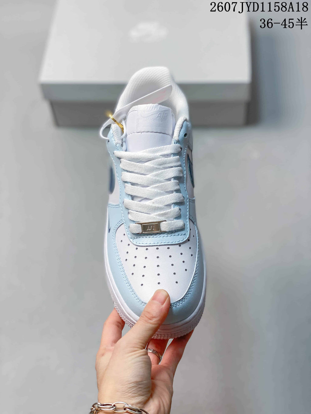 Nike Air Force 1 '07 Low Sneakers, White and Light Blue